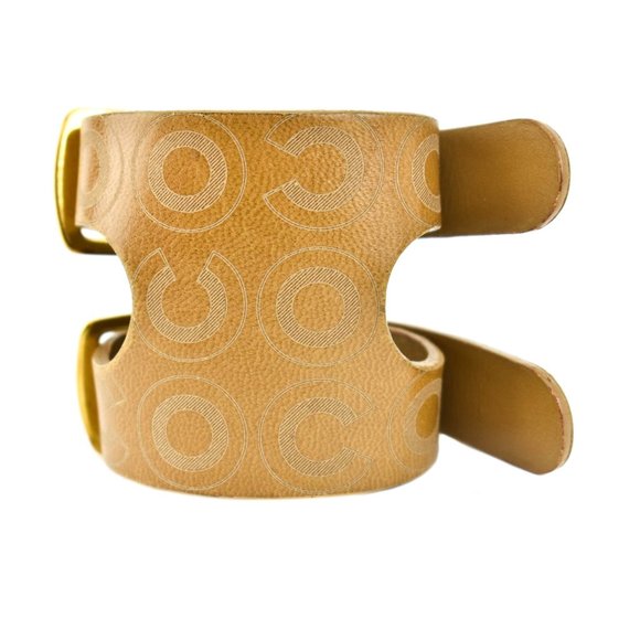 CHANEL Brown Leather COCO Logo Buckle Bracelet nq - Picture 3 of 10